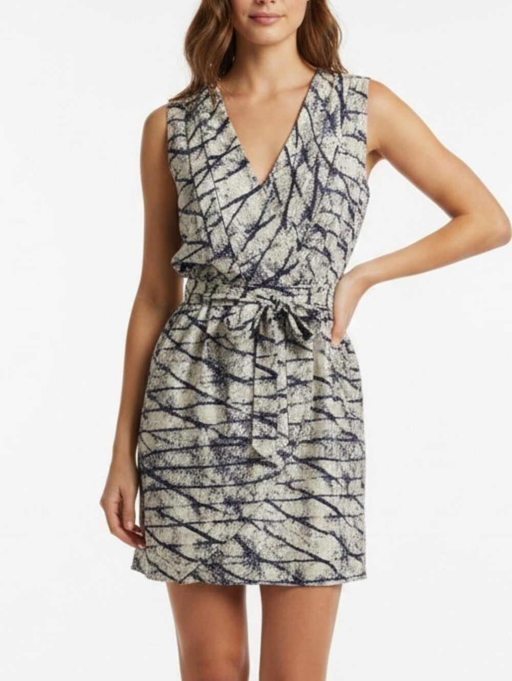 Forever 21 Blue and Cream Patterned Mini Dress